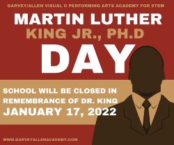 School closed January 17th in observance of MLK Day